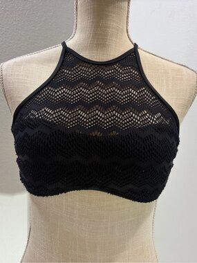 Volcom Black Crochet High Neck Bralette xs/s